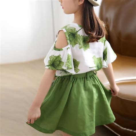 3 Pieces Kids Girls' Graphic Skirt & Shirt Set Short Sleeve Fashion ...