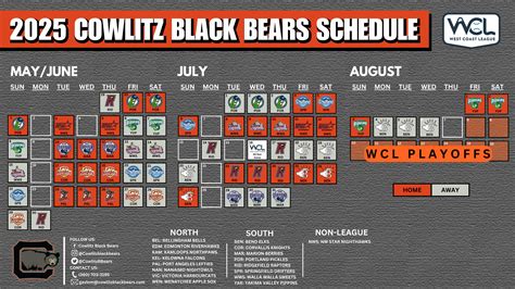 2025 Black Bears Schedule – Cowlitz Black Bears