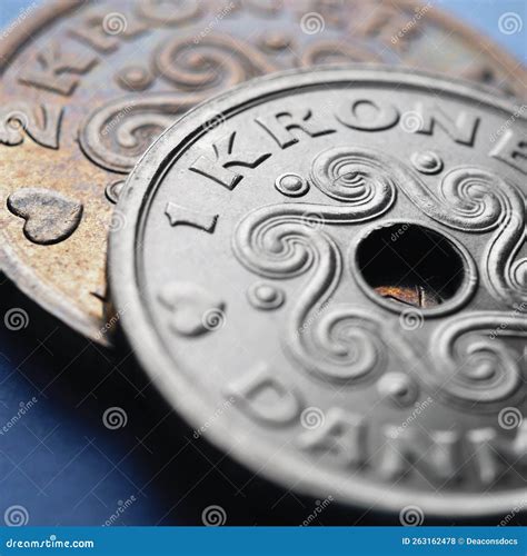 Danish Coins. 1 Danish Krone Coin Close-up. National Currency of Denmark Stock Photo - Image of ...