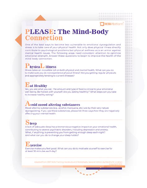 Image result for Mind Body Connection Worksheet