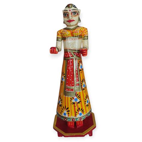Wooden Hand Painted Isar Gangaur Idols - Yellow – Oxyroots Handicraft