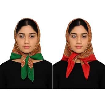 Cotton Scarves for Women's & Girls | Pahadi Print Satin Square Scarfs ...