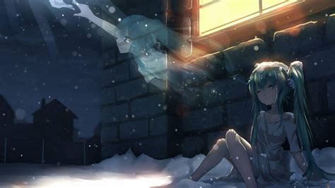 Download Sad Anime 4k Girl Freezing In The Snow Wallpaper | Wallpapers.com