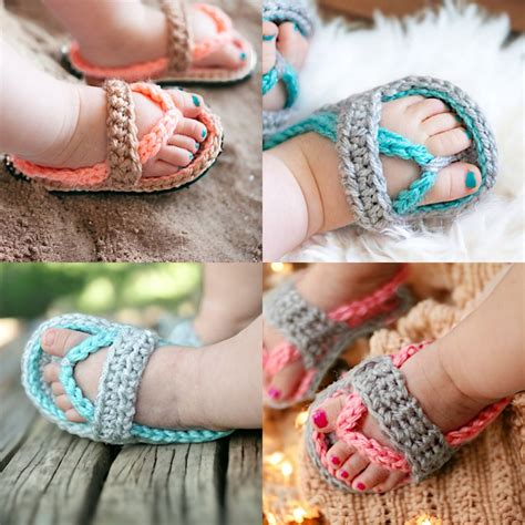 Crochet Baby Flip Flops Sandals, Newborn Knit Booties, Soft Cotton ...