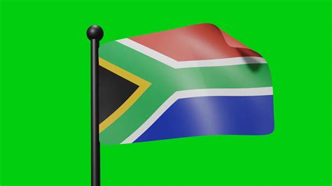 South Africa Flag Waving in Slow Motion on the green background. 3D ...