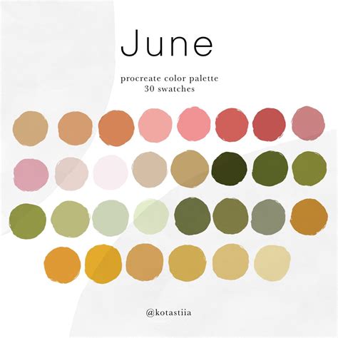 June, Digital Color Palette for Procreate, Summer Mood, Fresh Colors, Warm Tones, Happy Colors ...