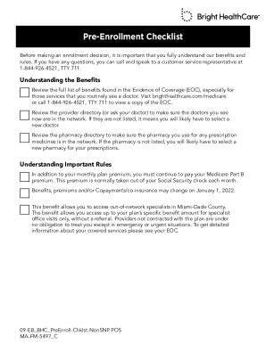 Fillable Online Enrollment Checklist Understanding the Benefits Fax ...