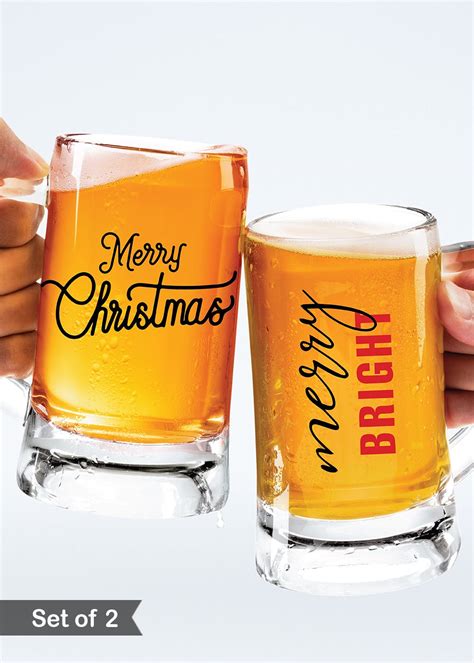 Get Christmas Special Beer Mugs Set- merry Christmas & Merry Bright ...