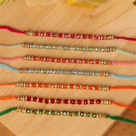 Buy Handmade Colorful Cut Beads Rakhi With Roli Chawal | Set Of 7 ...