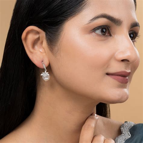 Teejh Aura Silver and White Pearl Earrings