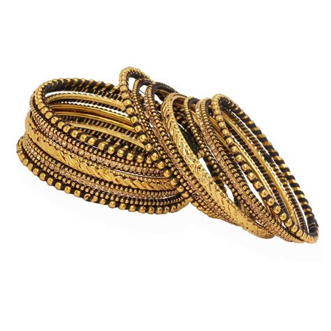 Jaipur Mart Thread Work Collection Black Color Gold Plated Alloy Glass ...
