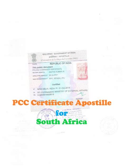 PCC Certificate Apostille for South Africa | PCC Certificate ...