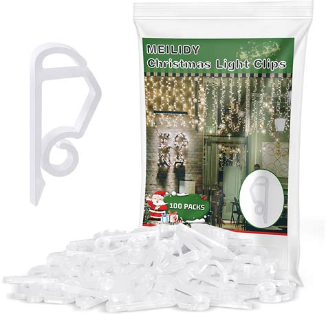MEILIDY Christmas Light Clips, White Holiday Light Clips Weatherproof ...