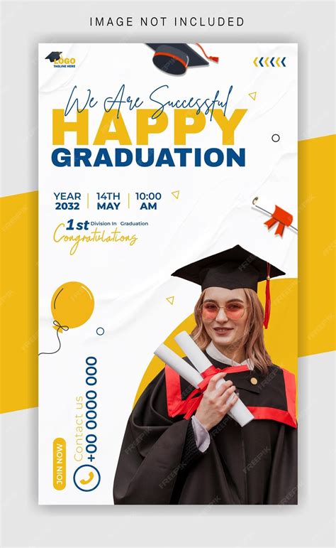 Graduation ceremony invitation story template | Premium Vector