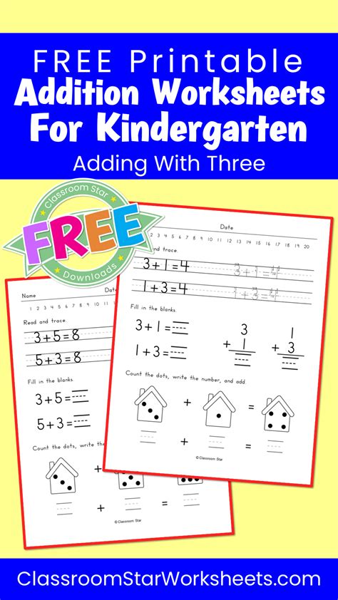 Image result for Kindergarten Math Worksheets Adding by 3