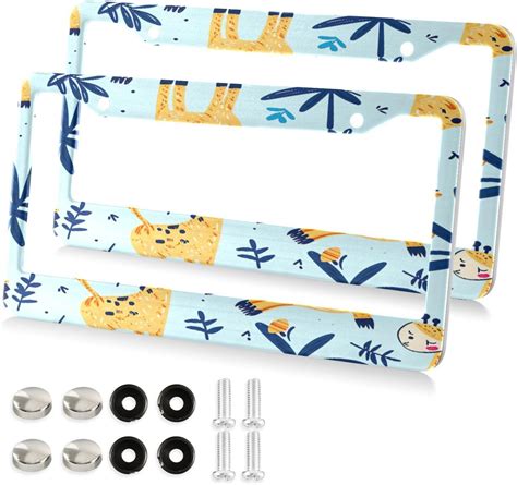 Coolnut Cute Giraffe License Plate Frames 2 Packs,License Plate Covers ...