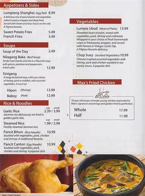 Max Restaurant Menu 的图像结果