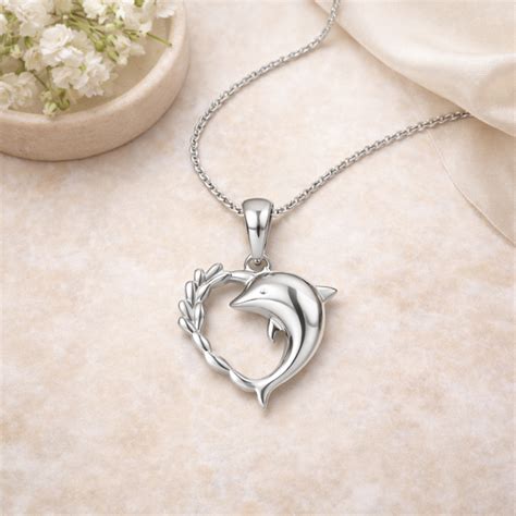 Dilphina Heart Pendant – 925 Sterling Silver Dolphin Heart Pendant for ...