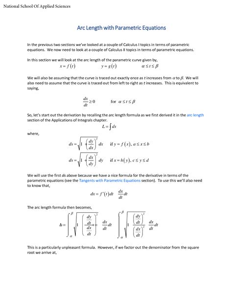 SOLUTION: Arc length with parametric equations notes and solved ...