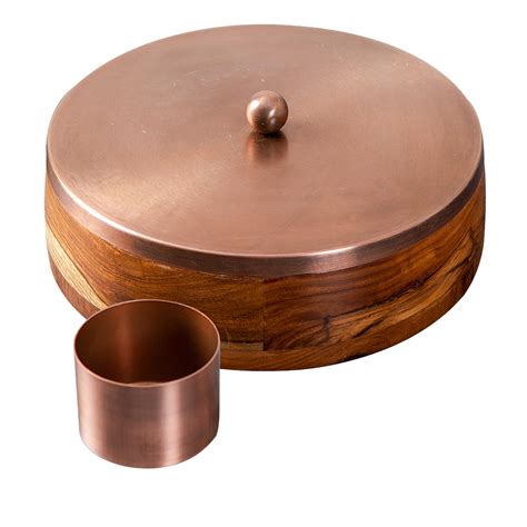 Buy Copper Classic Acacia Wood Masala Box Online at Best Price in India ...