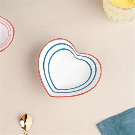 Blue Illusion Heart Snack Bowl Online - Premium Snack Bowl | Nestasia