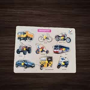 Buy Wooden Transport Educational Puzzle Board, 8 Vehicle Shapes with ...