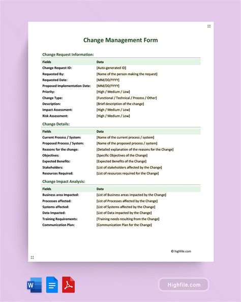 Management of Change Form Example 的图像结果