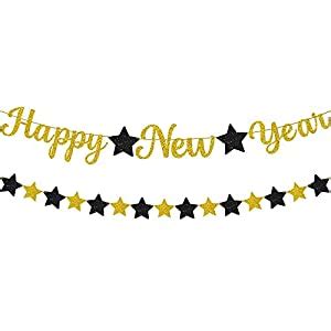Festiko Happy New Year Banner with Star Garland | Happy New Year ...