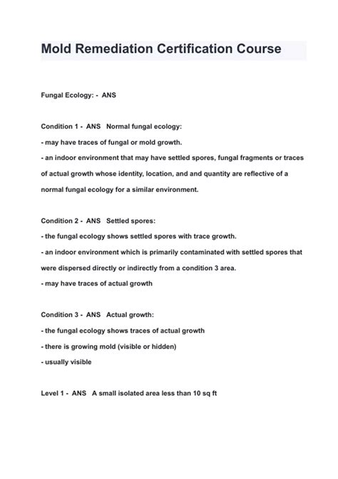 Mold Remediation Certification Course 2024 QUESTIONS & ANSWERS ( A+ ...