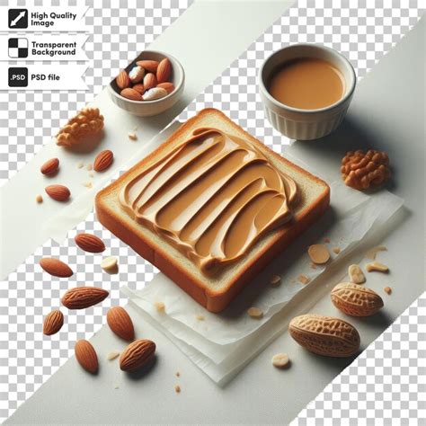 Psd toast with peanut butter on transparent background with editable ...
