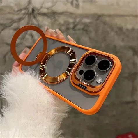 LuxuryKase LK176 Metal Camera Ring Kickstand Stand Transparent Case Co