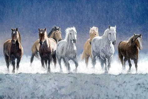 British Terminal Seven Lucky Running Horses Vastu Wallpapers Fully ...