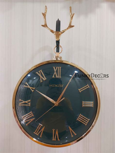 FunkyTradition Luxury Look Deer Golden Multicolor Round Wall Hanging D