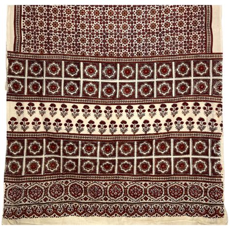 Shop Ajrakh block hand printed sarees online in India