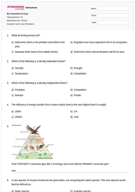 50+ Population Ecology worksheets for Class 10 on Wayground | Free ...