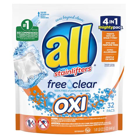 All Mighty Pacs Laundry Detergent With Oxi Stain Removers Whiteners ...