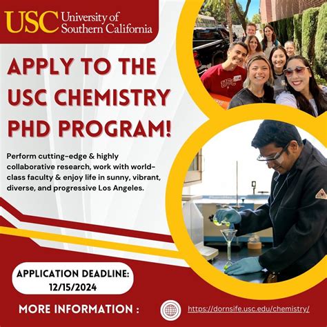PhD in Chemistry at University of Southern California No application fee No GRE Apply with your ...