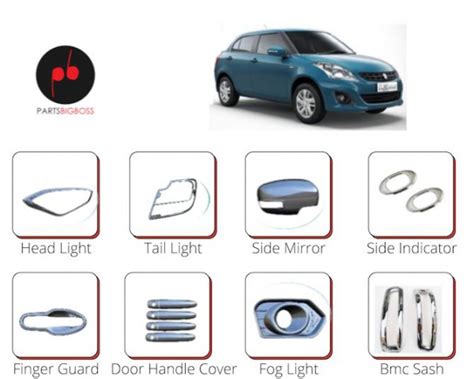 Alpine Premium Chrome Accessories Combo Kit For Swift Dzire Type 2 VDI ...