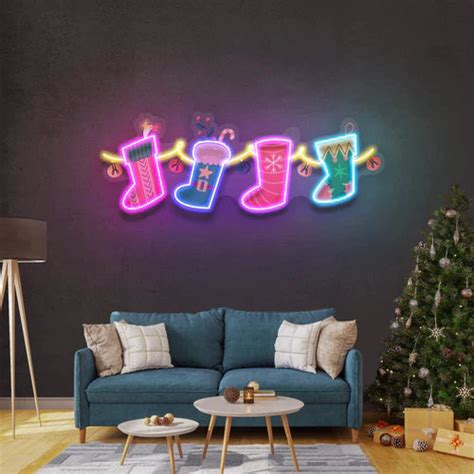 Xmas Socks Family Art Work Led Neon Sign Light – acrylicsheetsindia