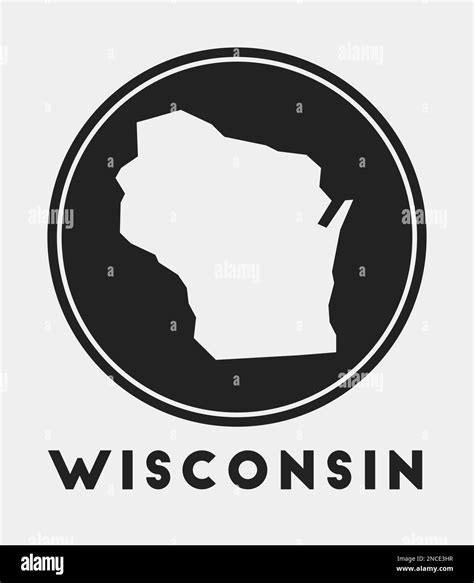 Wisconsin icon. Round logo with US state map and title. Stylish Wisconsin badge with map. Vector ...