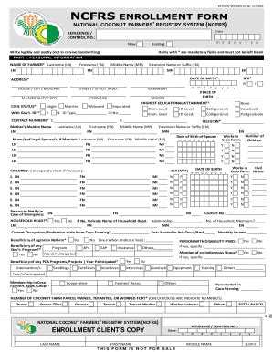National Coconut Farmers’ Registry System Enrollment Form - Blank ...