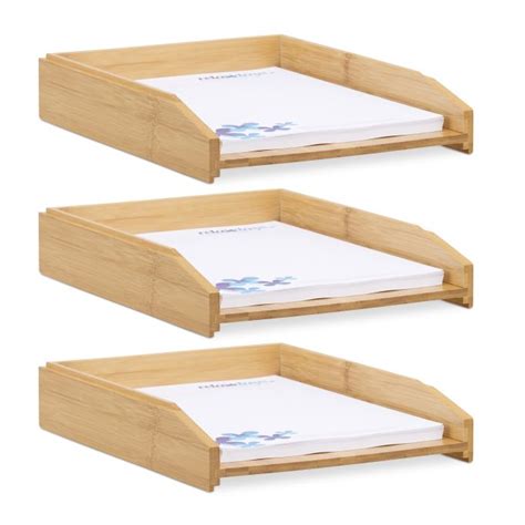 Stackable Bamboo Letter Tray