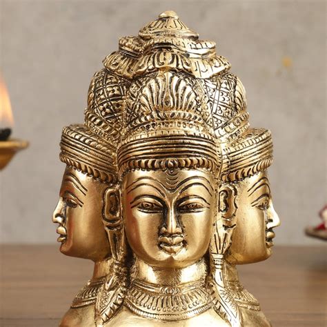 Buy Pure Brass Four Faces Shiva Mukhalingam Charmukha - 5 inch ...