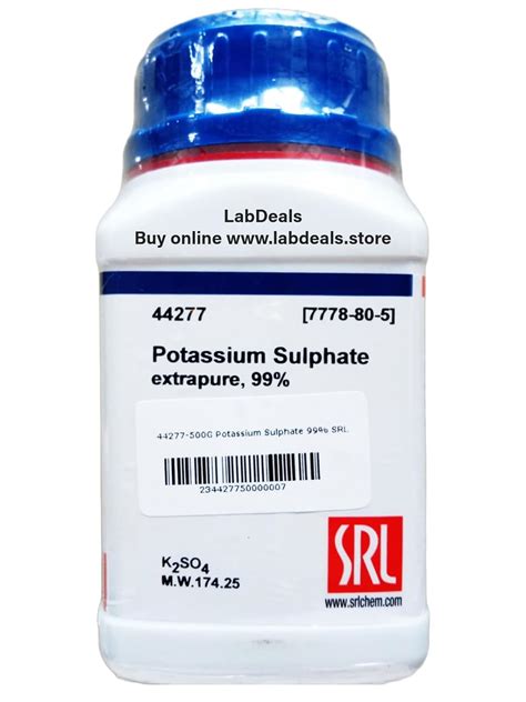 SRL Potassium Sulphate extrapure, 99%, 500gm, CAS 7778-80-5, Molecular ...