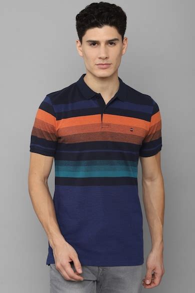 Buy Men Navy Print Polo Neck T-shirt Online - 39666114 | Louis Philippe