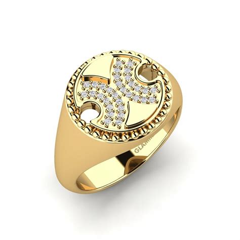 Order Men's Ring Cole in Round cut 0.16 Carat 14ct Yellow Gold Diamond ...