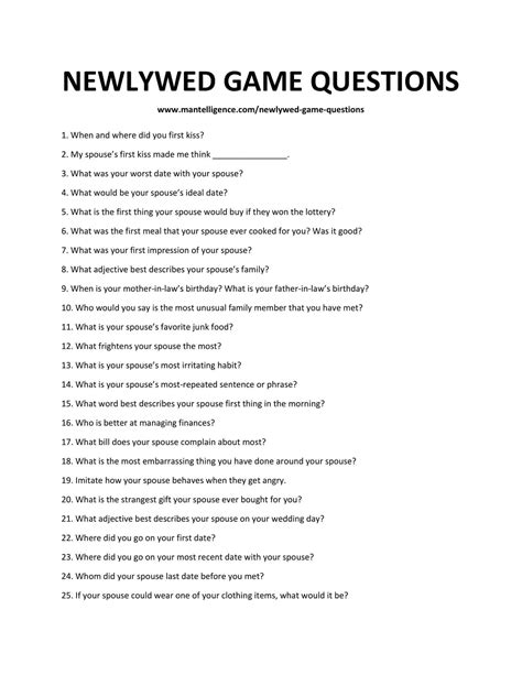 106 Newlywed Game Questions