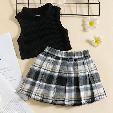 Shop Online Girls Black and White Checkered High Neck T-shirt and ...