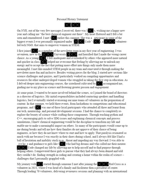 Image result for Personal Statement History Example