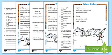 KS1 Winter Haikus Differentiated Worksheet / Worksheet